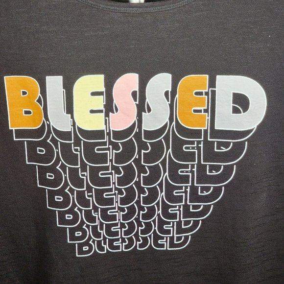New Directions Studio M Woman's Tee Shirt BLESSED Short Sleeve Back Size M. NWT - Picture 7 of 11